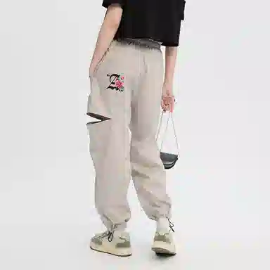 鬼洗 玫瑰刺绣侧开口束脚裤休闲裤 女款