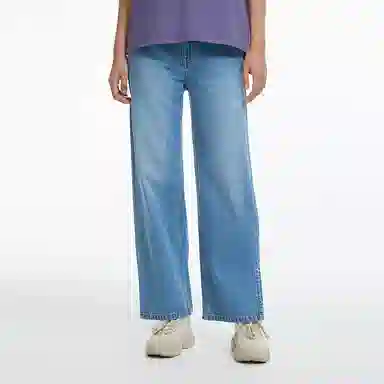 鬼洗 舒适中腰直筒牛仔裤 女