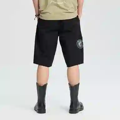 鬼洗 中腰宽松纯色简约工装短裤 男款