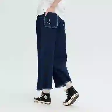 鬼洗 字母散边高腰喇叭拉链牛仔裤 女款