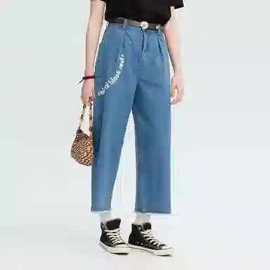 鬼洗 字母散边高腰喇叭拉链牛仔裤 女款