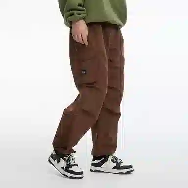鬼洗 打褶反光条纯色舒适休闲裤 男