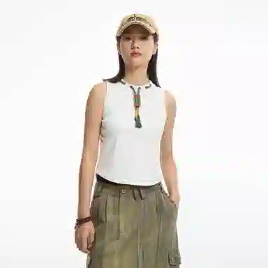 鬼洗 石器时代系列 字母印花圆领套头背心 女款