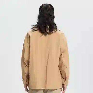 鬼洗 四季绘口袋压织带翻领单排扣长袖夹克外套 男款 卡其色