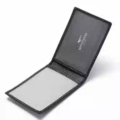 SEPTWOLVES Simple Leather Card Holder Black