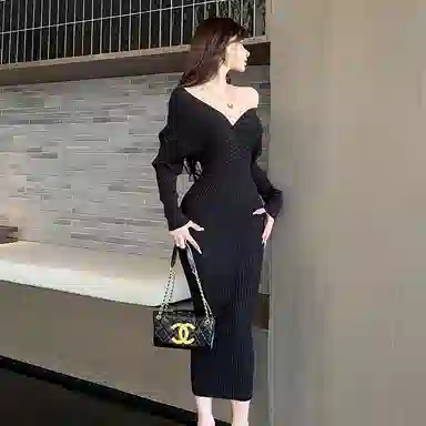 桴生 多种风格修身收腰宴会针织包臀裙长袖连衣裙 女款