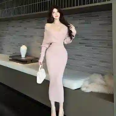 桴生 多种风格修身收腰宴会针织包臀裙长袖连衣裙 女款