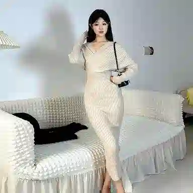 桴生 多种风格修身收腰宴会针织包臀裙长袖连衣裙 女款