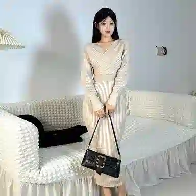 桴生 多种风格修身收腰宴会针织包臀裙长袖连衣裙 女款