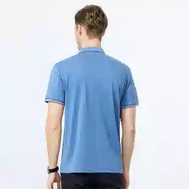 富铤 纯色套头翻领短袖通勤凉爽舒适长裤两件套休闲运动套装 男款