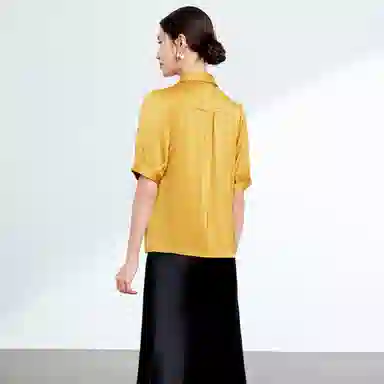 富铤 纯色尖领短袖衬衫 女款