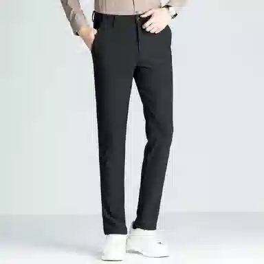 富铤 四面弹美式复古简约纯色中腰拉链基础款商务舒适百搭直筒休闲西装裤 男款