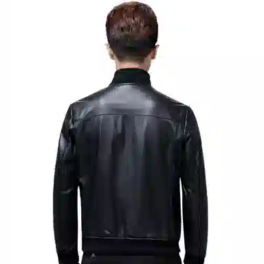 富铤 纯色防风耐脏棒球领皮衣 男款 黑色