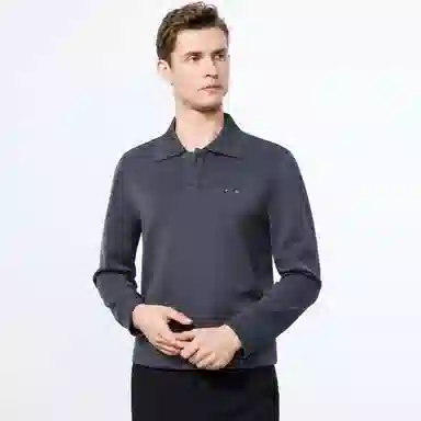 富铤 纯色针织翻领弹力长袖卫衣 男款