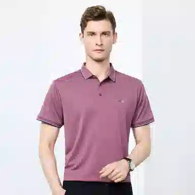 富铤 纯色套头翻领短袖通勤凉爽舒适长裤两件套休闲运动套装 男款