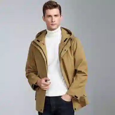 富铤 保暖连帽中长款派克服 男款