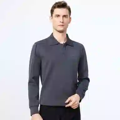 富铤 纯色针织翻领弹力长袖卫衣 男款