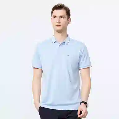 富铤 纯色套头翻领短袖通勤凉爽舒适长裤两件套休闲运动套装 男款