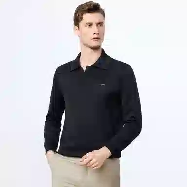 富铤 纯色针织翻领弹力长袖卫衣 男款