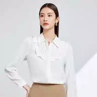 富铤 极简风纯色翻领长袖衬衫 女款