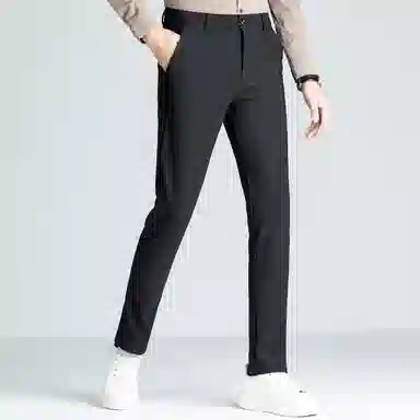 富铤 四面弹美式复古简约纯色中腰拉链基础款商务舒适百搭直筒休闲西装裤 男款