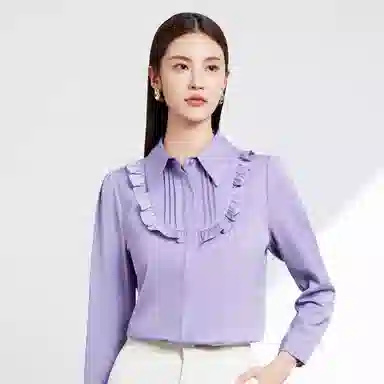 富铤 极简风纯色翻领长袖衬衫 女款