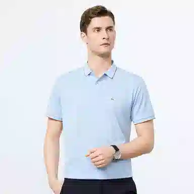 富铤 纯色套头翻领短袖通勤凉爽舒适长裤两件套休闲运动套装 男款