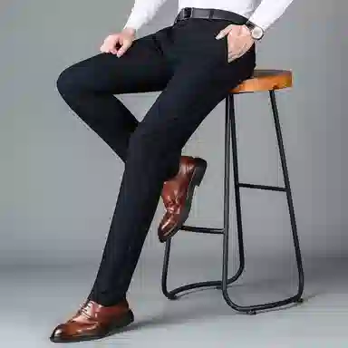 富铤 美式复古简约纯色基础款加绒保暖商务百搭休闲直筒西装裤 男款