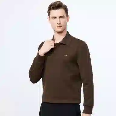 富铤 纯色针织翻领弹力长袖卫衣 男款