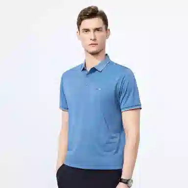 富铤 纯色套头翻领短袖通勤凉爽舒适长裤两件套休闲运动套装 男款