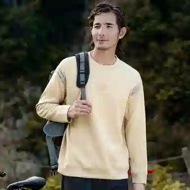 富铤 学院运动风字母印花弹力易打理圆领长袖卫衣 男款 卡其