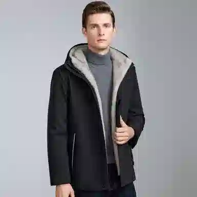 富铤 保暖连帽中长款派克服 男款