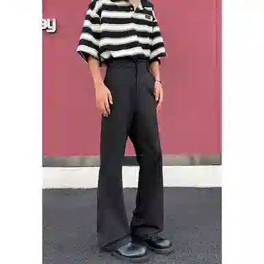 松岚 美式高街纯色简约垂坠感直筒高级微喇裤舒适亲肤宽松百搭透气运动日常通勤潮流夏季休闲裤 男女同款