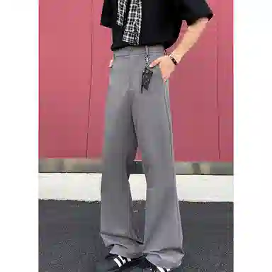 松岚 美式高街纯色简约垂坠感直筒高级微喇裤舒适亲肤宽松百搭透气运动日常通勤潮流夏季休闲裤 男女同款