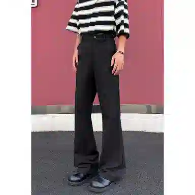 松岚 美式高街纯色简约垂坠感直筒高级微喇裤舒适亲肤宽松百搭透气运动日常通勤潮流夏季休闲裤 男女同款