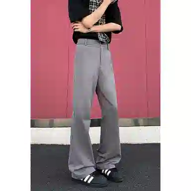 松岚 美式高街纯色简约垂坠感直筒高级微喇裤舒适亲肤宽松百搭透气运动日常通勤潮流夏季休闲裤 男女同款
