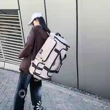 彤彤兔 大容量休闲简约百搭 尼龙 双肩旅行包 男女同款情侣款 灰色/黑色/绿色