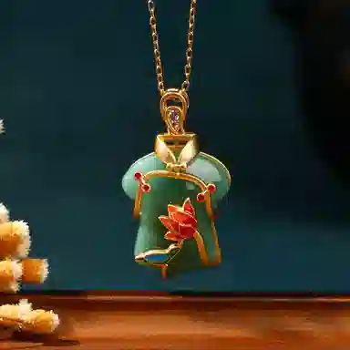 彤彤兔 中式旗开得胜步步生莲华仿古风旗袍 铜 项链 女款