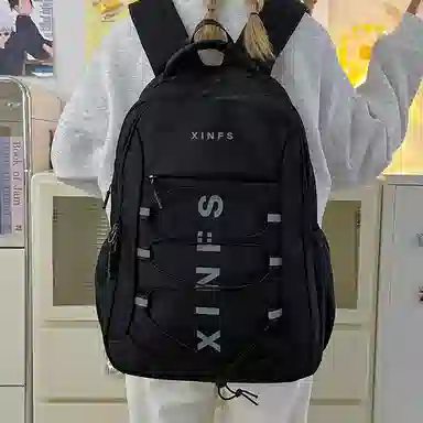 彤彤兔 轻便时尚 尼龙 背包双肩包 男女同款情侣款 灰色/黑色