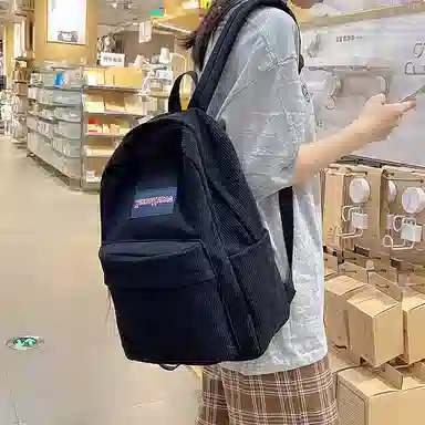 德力熊 时尚轻便大容量拉链开合 尼龙 书包背包双肩包 常规 男女同款情侣款 米白色/黑色/深棕/绿色