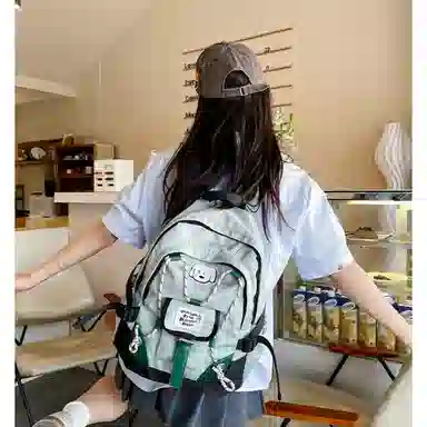 彤彤兔 高颜值小众设计 尼龙 双肩包 男女同款情侣款 绿色