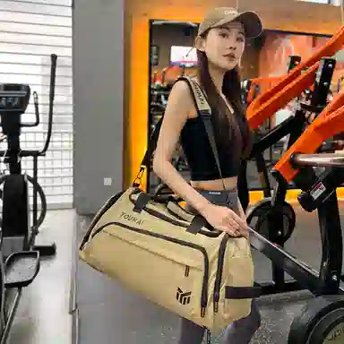 德力熊 休闲简约轻便 牛津布 健身包 男女同款情侣款 黑色桔色卡其色白色黄色军绿色湖蓝色灰色