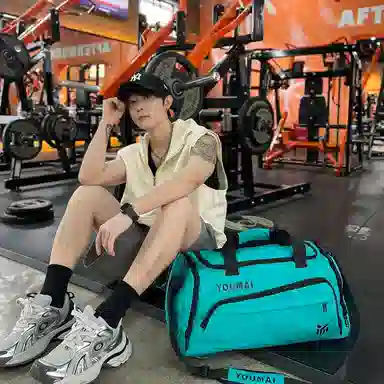 德力熊 休闲简约轻便 牛津布 健身包 男女同款情侣款 黑色桔色卡其色白色黄色军绿色湖蓝色灰色