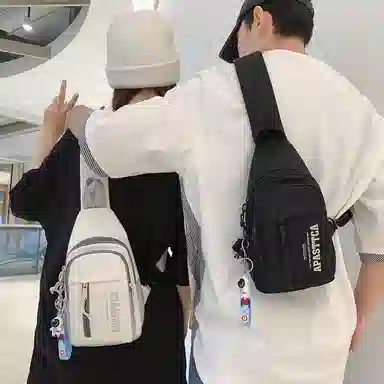 德力熊 休闲百搭韩版撞色简约时尚 尼龙 胸包 常规 男女同款情侣款 克莱因蓝/桔/浅灰/黑