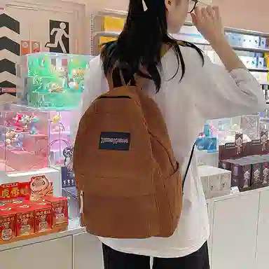 德力熊 时尚轻便大容量拉链开合 尼龙 书包背包双肩包 常规 男女同款情侣款 米白色/黑色/深棕/绿色