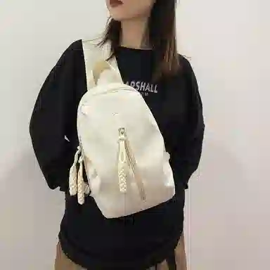 德力熊 耐磨编绳简约休闲运动 尼龙 斜挎包胸包 常规 男女同款情侣款 白色/红色/黑色