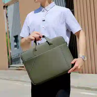 德力熊 时尚简约纯色百搭商务通勤便携 牛津布 公文包 男款 多色