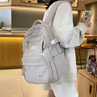 彤彤兔 纯色简约背包韩版 尼龙 双肩包 常规 女款 米白色/黑色/红色/卡其色/灰色