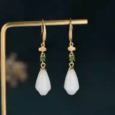 彤彤兔 复古古装汉服祥云玉兰花 铜 耳环 女款