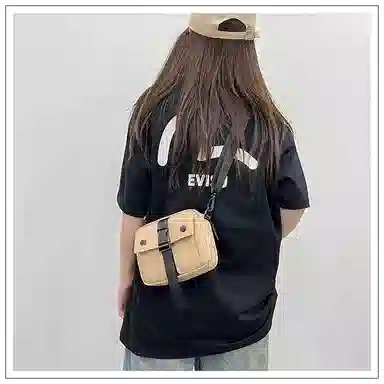 彤彤兔 时尚百搭手机包 尼龙 斜挎包 男女同款情侣款 黑色/白色/卡其色